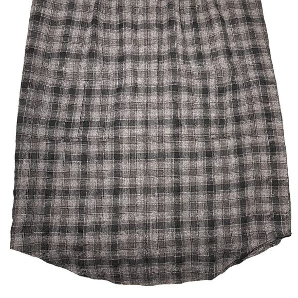 Poetry Plaid Wool Blend Shirt Dress Pleated Front Keyhole Gray Black - US Size 6 - Picture 6 of 8